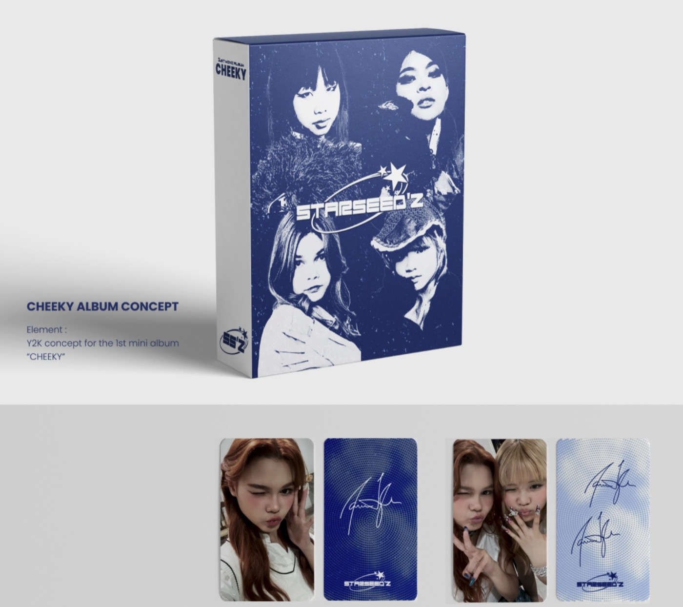 Concept de coffret d'album et de photocards bleus